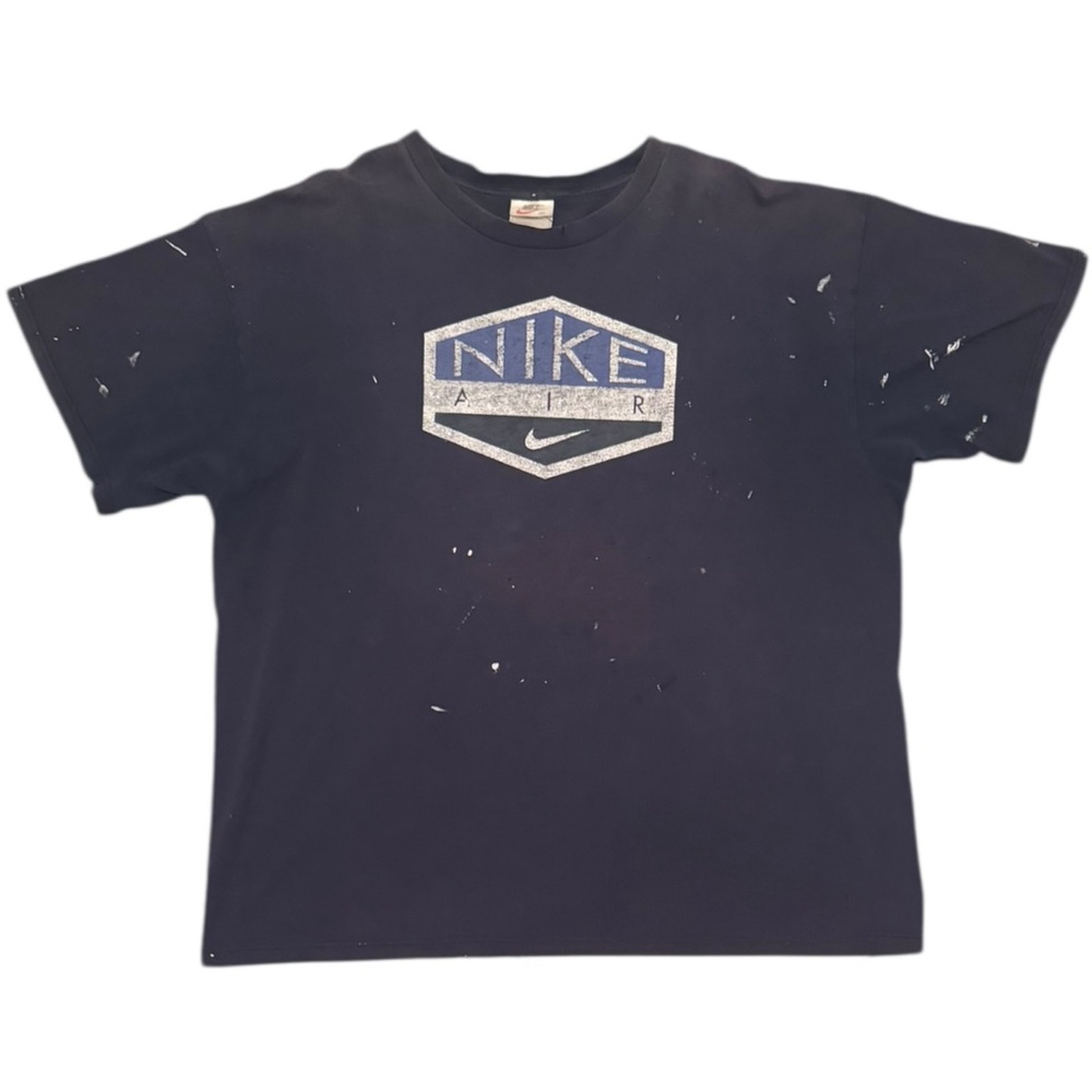 Vintage 90s Nike Paint Splatter Tee Sunfaded Navy